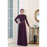 JEWEL DRESS TESETTÜR IŞIL SİMLİ KEMERLİ ABİYE ELBİSE