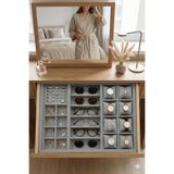 Jewelbox XLarge 50x36,5 cm Gri Kadife Saat, Gözlük, Yüzük ve Küpe Takı Organizer Tablası