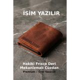 Jewelmim Kahverengi Taba Erkek Otomatik Kızaklı Mekanizmalı Gerçek Hakiki Frisco Deri İsimli Cüzdan & Kartlık