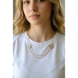 Jewels of Hope Beyaz Sedef Taşlı Yıldız 316L Paslanmaz Çelik Kadın Kolye - Zirkon Taşlı Kararmaz Gold Zincir 47 cm - Beyaz - Altın