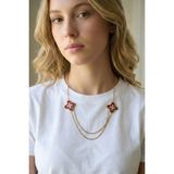 Jewels of Hope Kırmızı Zirkon Taşlı Yıldız 316L Çelik Kadın Kolye - Kararmaz Gold Zincir 47 cm - Kırmızı - Altın
