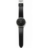 Jg. Polo Club Erkek Kol Saati Gümüş Renk, Siyah Kadran - Şık Deri Kordon, 2 Yıl Garantili - 41 mm - 45 mm