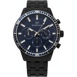 Jg. Polo Club Erkek Kol Saati Siyah Renk, Mavi Kadran - Şık Metal Kordon, 2 Yıl Garantili - 41 mm - 45 mm