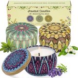 JGXLQ Mum Hediye Seti Bohem Çiçek Kokusu Kokulu Soya Mumları Kadın Hediyeleri 2.5 oz Stres Giderici Aromaterapi Mumları, Diwali, Doğum Günü Hediyeleri, 3'lü Paket