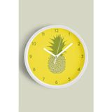 Jhaar Ananas Tasarımı Mutfak Duvar Saati - 35Cm - Önü Camlı Beyaz Kasa - Sessiz Mekanizma