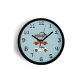 Jhaar Arabalı Çocuk Odası Modern Duvar Saati - 25Cm - Önü Camlı Siyah Kasa - Sessiz Mekanizma