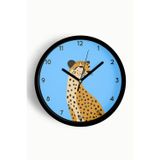 Jhaar Asil Leopar Modern Duvar Saati - Çocuk Odası Duvar Saati - 25Cm - Önü Camlı Siyah Kasa