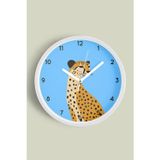 Jhaar Asil Leopar Modern Duvar Saati - Çocuk Odası Duvar Saati - 30Cm - Önü Camlı Beyaz Kasa