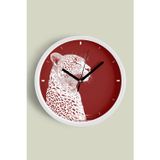 Jhaar Asil Leopar Tasarım Modern Duvar Saati - 35Cm - Önü Camlı Beyaz Kasa - Sessiz Mekanizma