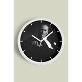 JHAAR Atatürk Temalı Dekoratif Modern Duvar Saati - Beyaz - Plastik - 42 x 42 cm