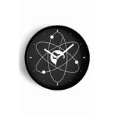 Jhaar Atom Çemberinde Godzilla Silüeti Modern Duvar Saati - 30Cm - Önü Camlı Siyah Kasa - Sessiz Mekanizma
