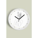 Jhaar Çiçekli Kadın Silüeti Minimalist Modern Duvar Saati - 25Cm - Önü Camlı Beyaz Kasa - Sessiz Mekanizma