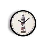 Jhaar Deniz Feneri Modern Duvar Saati - 25Cm - Önü Camlı Siyah Kasa - Sessiz Mekanizma
