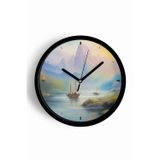 Jhaar Doğa Manzara Temalı Modern Duvar Saati - 25Cm - Önü Camlı Siyah Kasa - Sessiz Mekanizma
