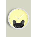 Jhaar Fransız Bulldog Köpek Tasarım Modern Duvar Saati - Salon, Çocuk Odası, Genç Odası - 35Cm - Önü Camlı