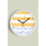 Jhaar Geometrik Desenli Modern Duvar Saati - 35Cm - Önü Camlı Beyaz Kasa - Sessiz Mekanizma