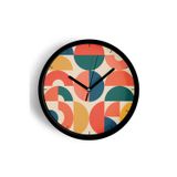 Jhaar Geometrik Desenli Modern Tasarım Duvar Saati - 35Cm - Önü Camlı Siyah Kasa - Sessiz Mekanizma