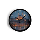 Jhaar İstanbul Boğazı Ve Cami Manzaralı Modern Duvar Saati - 35Cm - Önü Camlı Siyah Kasa