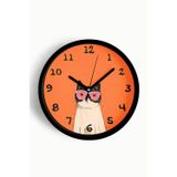 Jhaar Kedi Tasarım Modern Duvar Saati - Çocuk Odası Duvar Saati - 35Cm - Önü Camlı Siyah Kasa