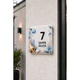 JHAAR Kişiye Özel Pleksi Kapı Isimliği – Modern & Lüks Uv Baskılı Dekoratif Kapı Numarası - Deniz Temalı 30X30 cm - Beyaz