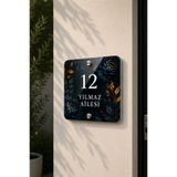 JHAAR Kişiye Özel Pleksi Kapı İsimliği – Modern & Lüks UV Baskılı Dekoratif Kapı Numarası - Gece Çiçeği 20x20 cm