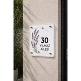 JHAAR Kişiye Özel Pleksi Kapı İsimliği – Modern & Lüks UV Baskılı Dekoratif Kapı Numarası- Lavanta Çiçeği 20x20 cm - Beyaz