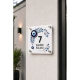 JHAAR Kişiye Özel Pleksi Kapı İsimliği – Modern & Lüks UV Baskılı Dekoratif Kapı Numarası- Nazar Boncuklu 20x20 cm Beyaz