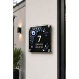 JHAAR Kişiye Özel Pleksi Kapı İsimliği – Modern & Lüks UV Baskılı Dekoratif Kapı Numarası- Nazar Boncuklu 20x20 cm