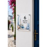 JHAAR Kişiye Özel Pleksi Kapı İsimliği – Modern & Lüks UV Baskılı Dekoratif Kapı Numarası - Yelkenli Deniz Temalı 20x20 cm Beyaz