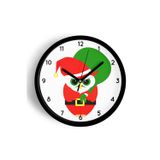 Jhaar Kızgın Noel Baykuş Modern Tasarım Duvar Saati - 35Cm - Önü Camlı Siyah Kasa - Sessiz Mekanizma