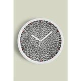 Jhaar Leopar Desenli Modern Duvar Saati - 25Cm - Önü Camlı Beyaz Kasa - Sessiz Mekanizma