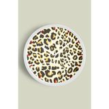 Jhaar Leopar Desenli Modern Duvar Saati - 30Cm - Önü Camlı Beyaz Kasa - Sessiz Mekanizma