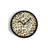 Jhaar Leopar Desenli Modern Duvar Saati - 30Cm - Önü Camlı Siyah Kasa - Sessiz Mekanizma