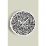 Jhaar Leopar Desenli Modern Duvar Saati - 35Cm - Önü Camlı Beyaz Kasa - Sessiz Mekanizma