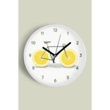 Jhaar Limon Bisikleti Modern Tasarım Mutfak Duvar Saati - 25Cm - Önü Camlı Beyaz Kasa - Sessiz Mekanizma
