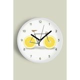 JHAAR Limon Bisikleti Modern Tasarım Mutfak Duvar Saati - 30cm - Önü Camlı Beyaz Kasa - 30 x 30 cm