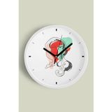 Jhaar Modern Sanat Yüz Tasarımı Duvar Saati - 30Cm - Önü Camlı Beyaz Kasa - Sessiz Mekanizma