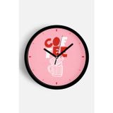 Jhaar Modern Yazılı Tasarım - '' Coffee '' Mutfak Duvar Saati - 25Cm - Önü Camlı Siyah Kasa
