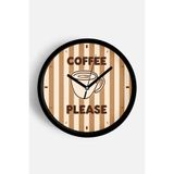 Jhaar Modern Yazılı Tasarım - '' Coffee Please'' Mutfak Duvar Saati - 30Cm - Önü Camlı Siyah Kasa