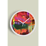 Jhaar Neon Düşler Modern Tasarım Duvar Saati - 25Cm - Önü Camlı Beyaz Kasa - Sessiz Mekanizma