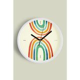 Jhaar Pastel Gökkuşağı Çocuk Odası Modern Duvar Saati - 35Cm - Önü Camlı Beyaz Kasa - Sessiz Mekanizma