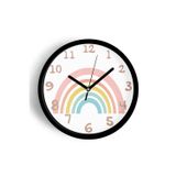 Jhaar Pastel Gökkuşağı Modern Tasarım Çocuk Odası Duvar Saati - 30Cm - Önü Camlı Siyah Kasa