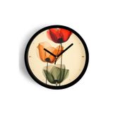 Jhaar Renkli Soyut Güller Modern Duvar Saati - 30Cm - Önü Camlı Siyah Kasa - Sessiz Mekanizma