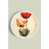 Jhaar Renkli Soyut Güller Modern Duvar Saati - 35Cm - Önü Camlı Beyaz Kasa - Sessiz Mekanizma