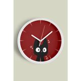 Jhaar Şaşkın Kedi Modern Duvar Saati - Çocuk Odası Duvar Saati - 35Cm - Önü Camlı Beyaz Kasa