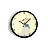 Jhaar Sevimli Fularlı Kaz / Ördek Çocuk Odası Modern Duvar Saati - 35Cm - Önü Camlı Siyah Kasa