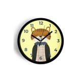 Jhaar Sevimli Kaplan Çocuk Odası Modern Duvar Saati - 25Cm - Önü Camlı Siyah Kasa - Sessiz Mekanizma
