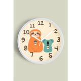 Jhaar Sevimli Koala Temalı Çocuk Odası Modern Duvar Saati - 35Cm - Önü Camlı Beyaz Kasa - Sessiz Mekanizma