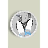 Jhaar Sevimli Kuş Temalı Modern Duvar Saati - Çocuk Odası - 25Cm - Önü Camlı Beyaz Kasa - Sessiz Mekanizma