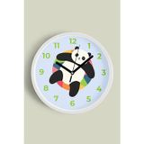 Jhaar Sevimli Panda Tasarım Çocuk Odası Duvar Saati - 25Cm - Önü Camlı Beyaz Kasa - Sessiz Mekanizma